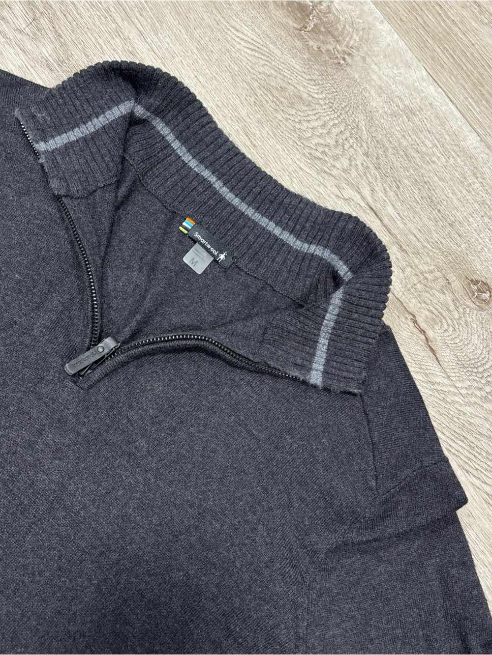 Smartwool Sweater Mens Medium Gray Merino Wool Blend Sparwood Pullover 1/4 Zip
